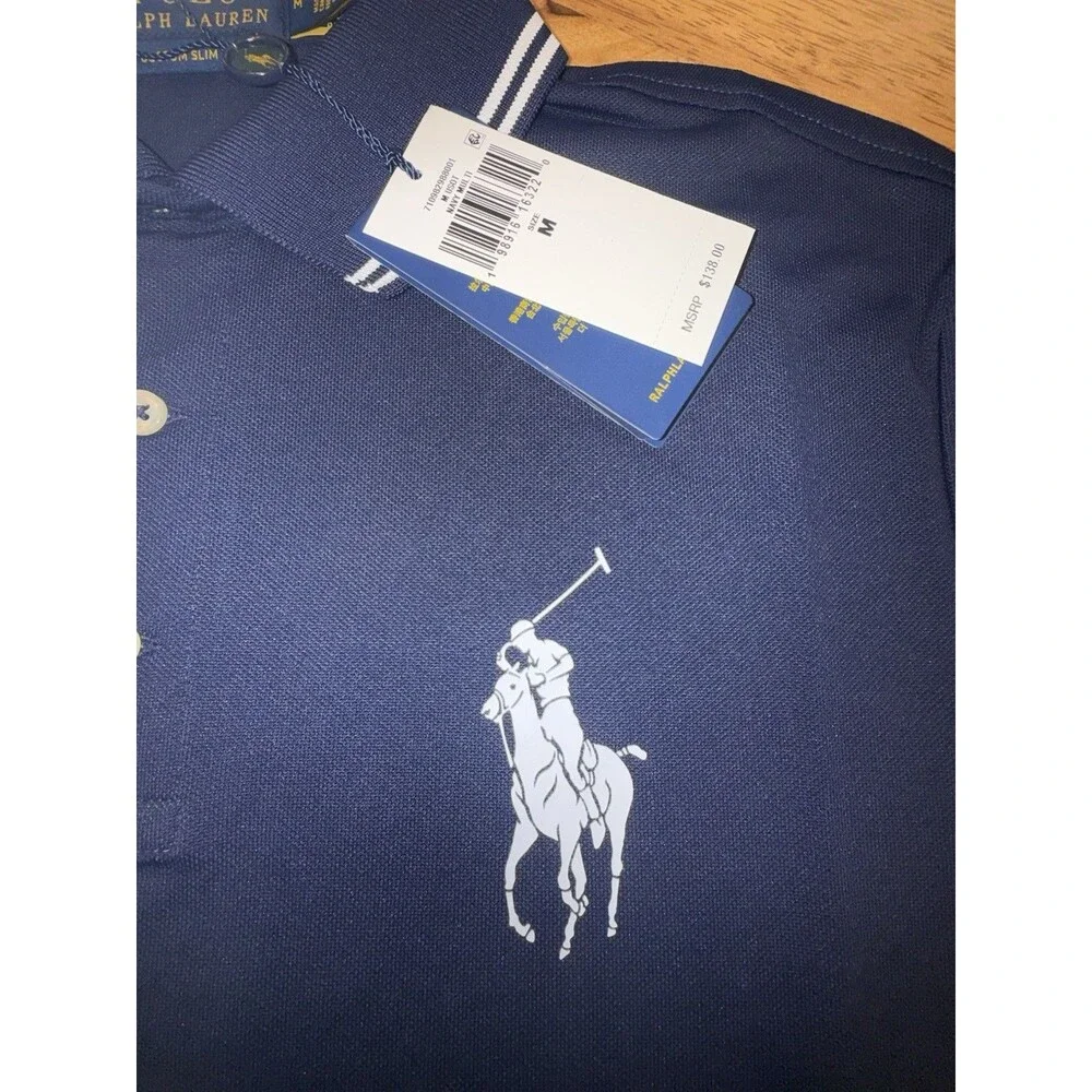 NWT US Open Polo Ralph Lauren Umpire Polo Shirt Navy Medium Tennis Navy Pony